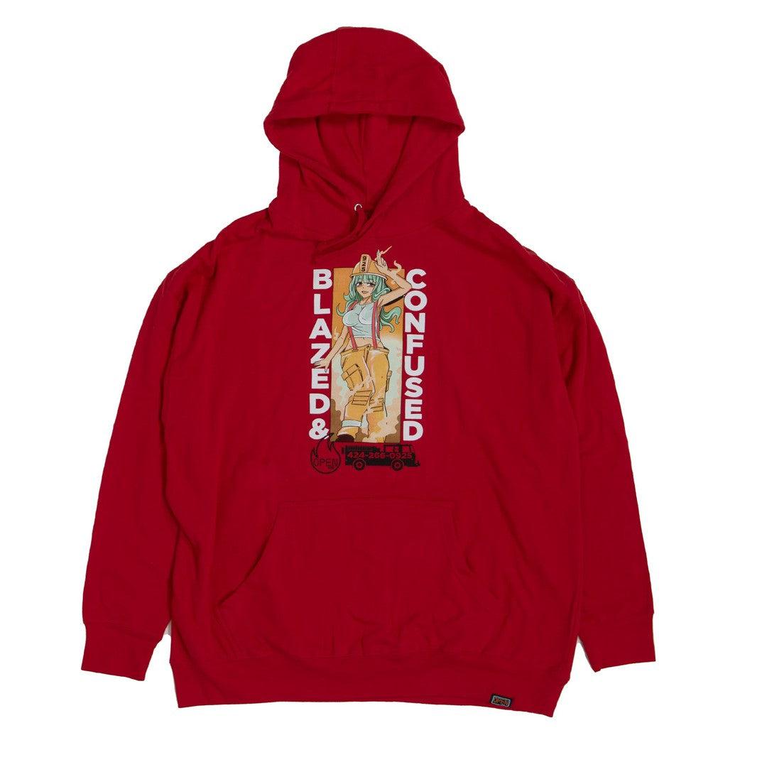 Blazed and Confused Red Hoodie-Open 925