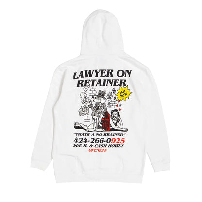 Lawyer On Retainer Hoodie White-Open 925
