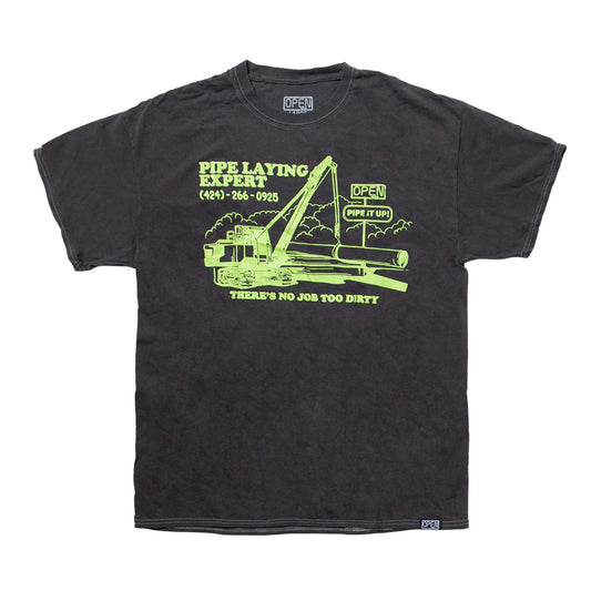 Pipe Laying Experts Tee Black Wash-Open 925