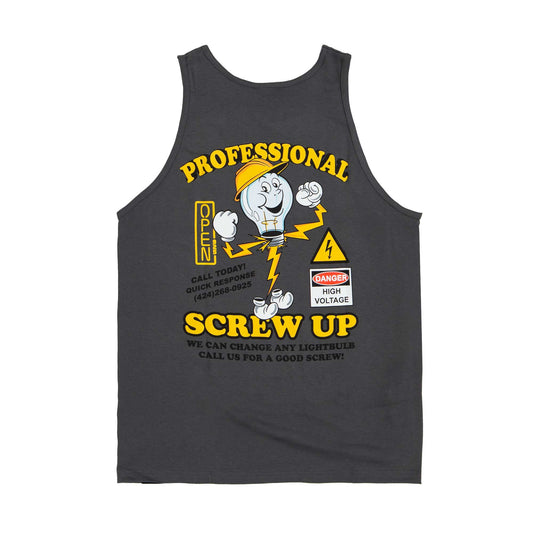Screw Up Tank Top Charcoal-Open 925