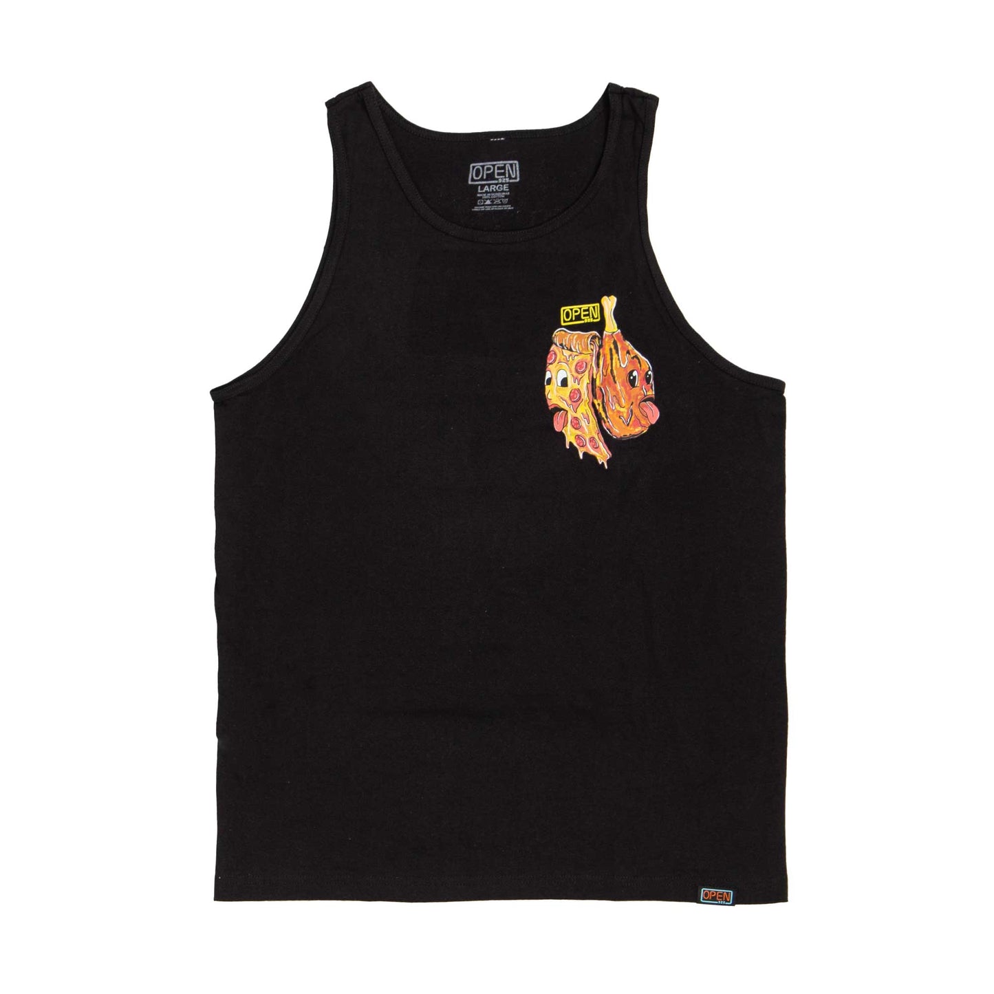 Wings And Pizza Tank Top Black-Open 925