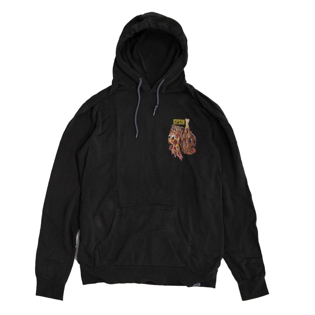 Wings and Pizza Pigments Black Dye Hoodie-Open 925